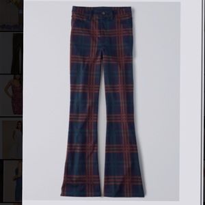 AE Super High-Waisted Plaid Flare Pant